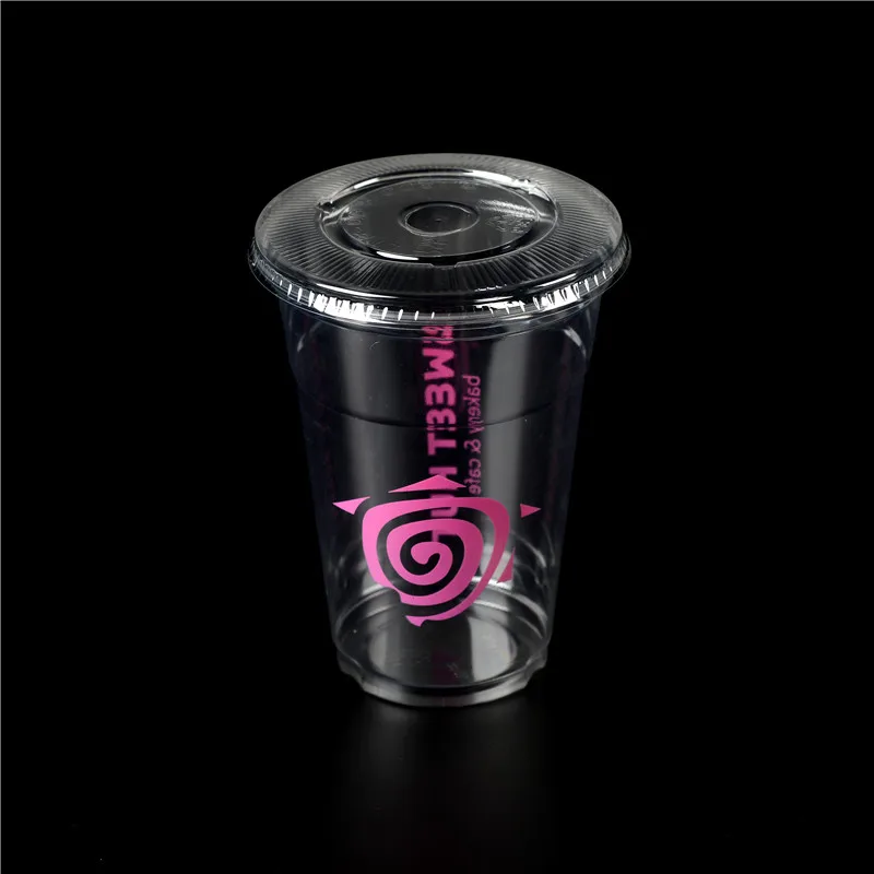 pet cup disposable fruit salad cup/ disposable plastic juice cup with lid