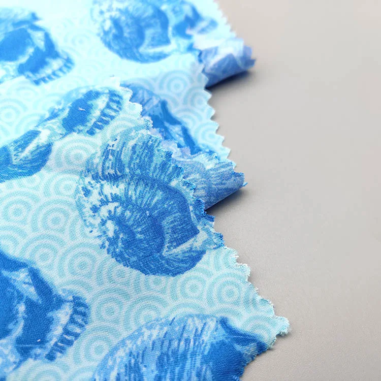 Danlu Textile 100% Polyester Chiffon Blue Digital Printing Women Dresses Fabric