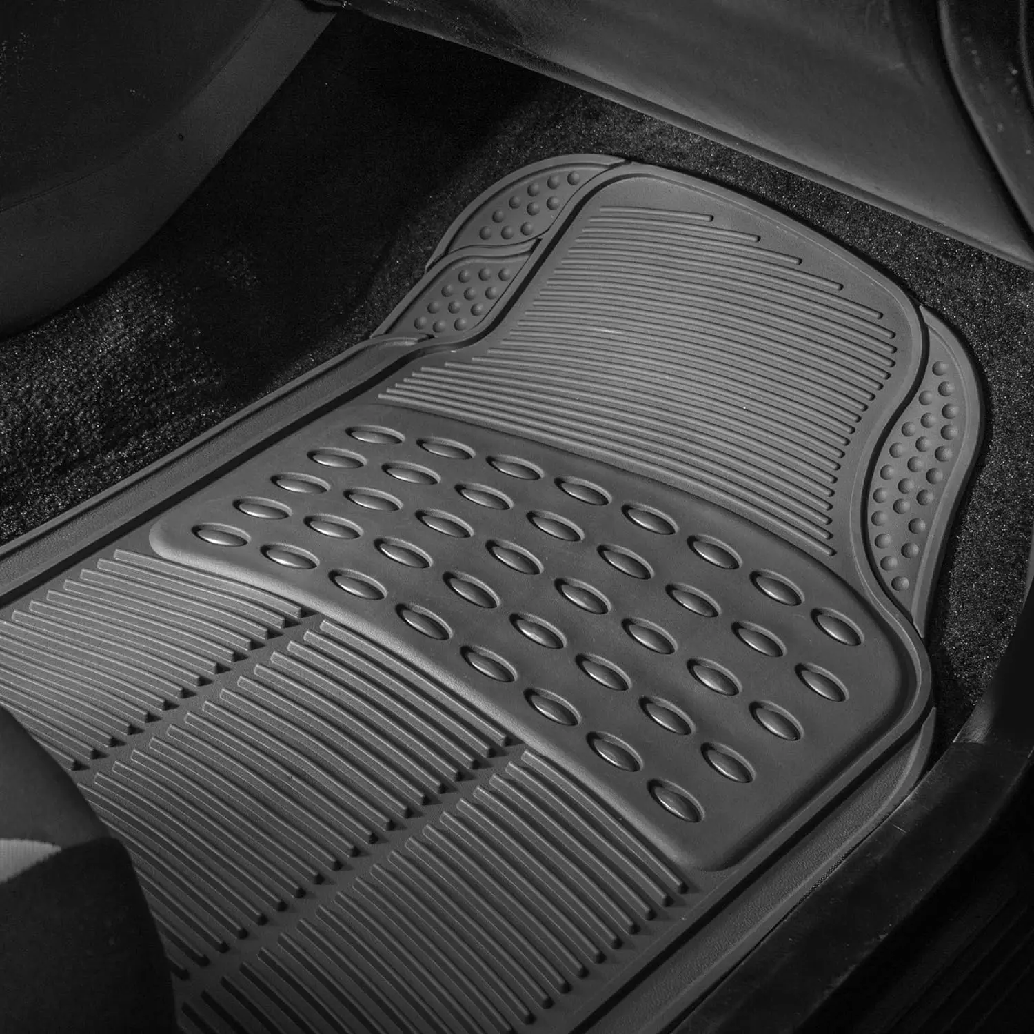 4PC Set Automotive Heavy Duty Rubber Universal Fit Full Set For Sedan SUV Truck Car Rubber Floor Mat