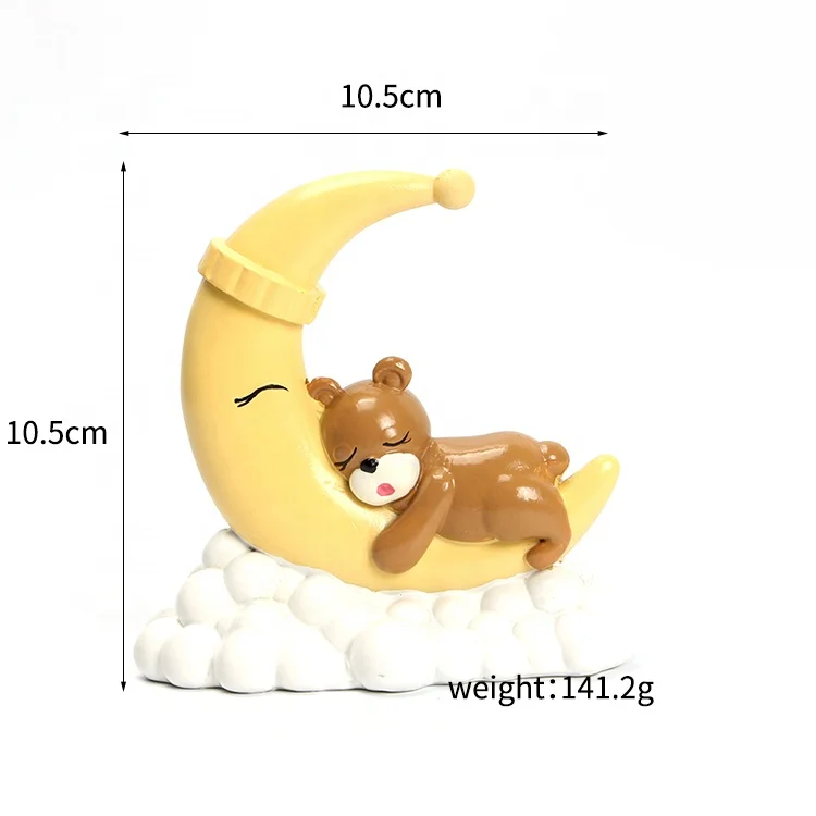 
New Happy Birthday Party Cake Topper Cute Cake Topper Resin Polymer Clay Moon Cloud Little Bear Cake Toppers 