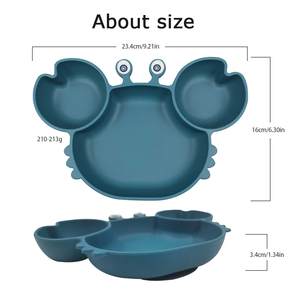 Suction Baby Silicone Divided Plate Feeding Dinnerware Placemat Non-Slip Toddlers Tableware Food Feeding  Suction Plate For Kids