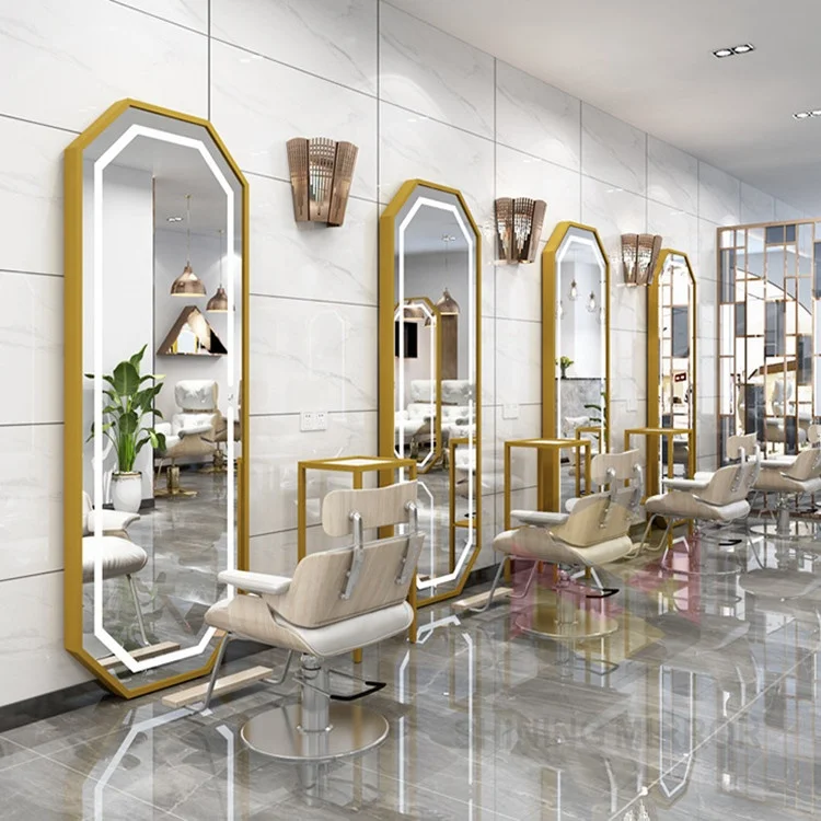 Barber Shop Internet Celebrity Mirror Wall Hanging Hairdressing Single Sided Falling Zone Light Wall Mounted LED MIRROR