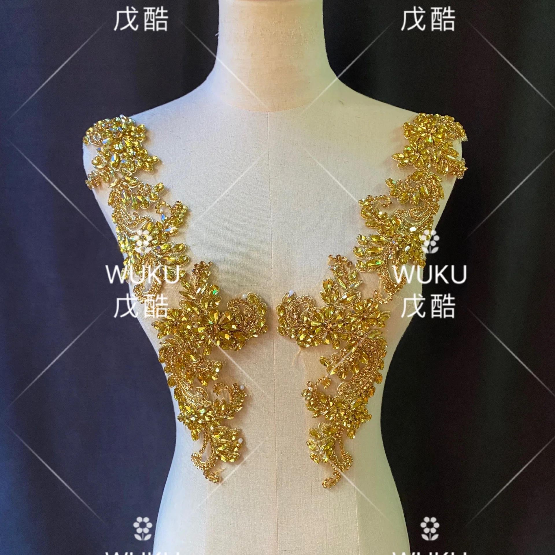 wedding shoes crystal beads in twon tone lace pair patch in gold