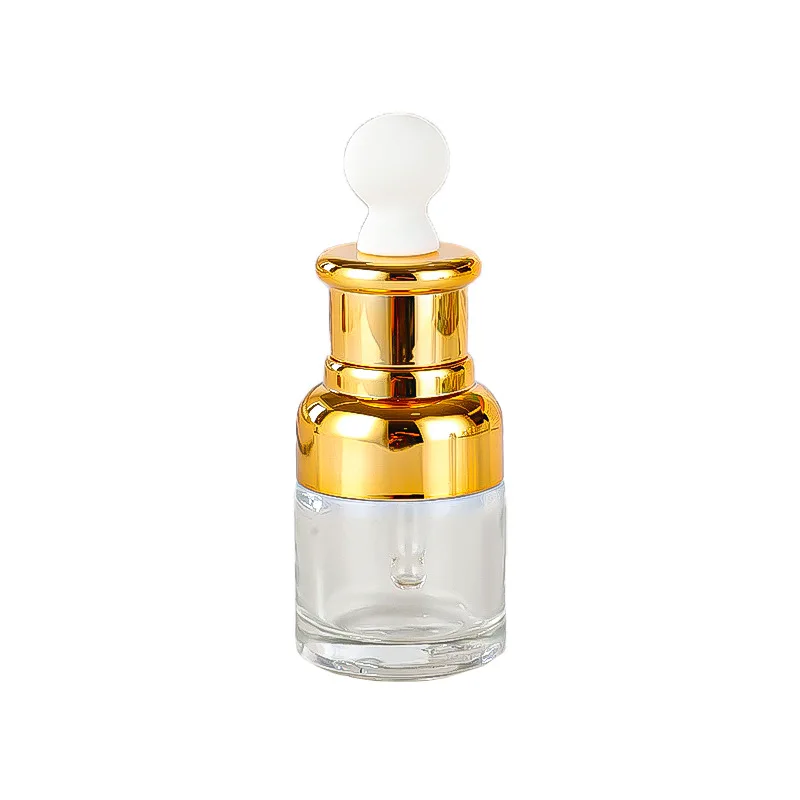 Unique Luxury 20ml 30ml 50ml Clear Hair Oil Essential Oil Glass Dropper Bottle Aluminum Cap Serum Bottle Cosmetic Packaging