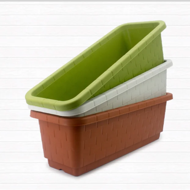 Durable Large home planting rectangle shape plastic flower pot garden self watering plant pot for vegetable herbs strawberry