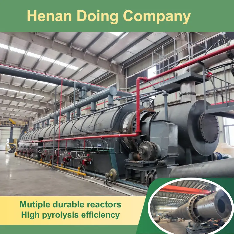 Large production line continuous pyrolysis machine Convert tire plastic to fuel oil recycling pyrolysis oven with high oil yield