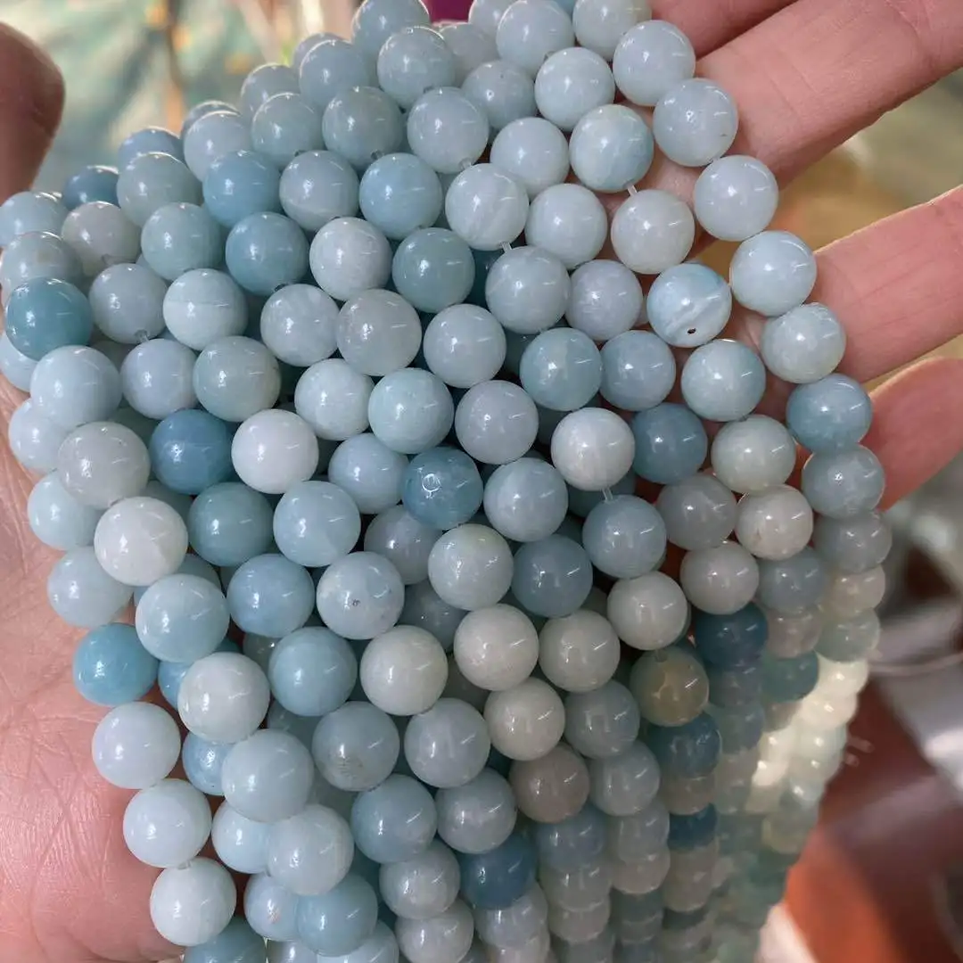 Healing Natural Amazonite Stone Wholesale Loose Gemstone Round Beads Blue Amazonite Stone Beads for Jewelry Making