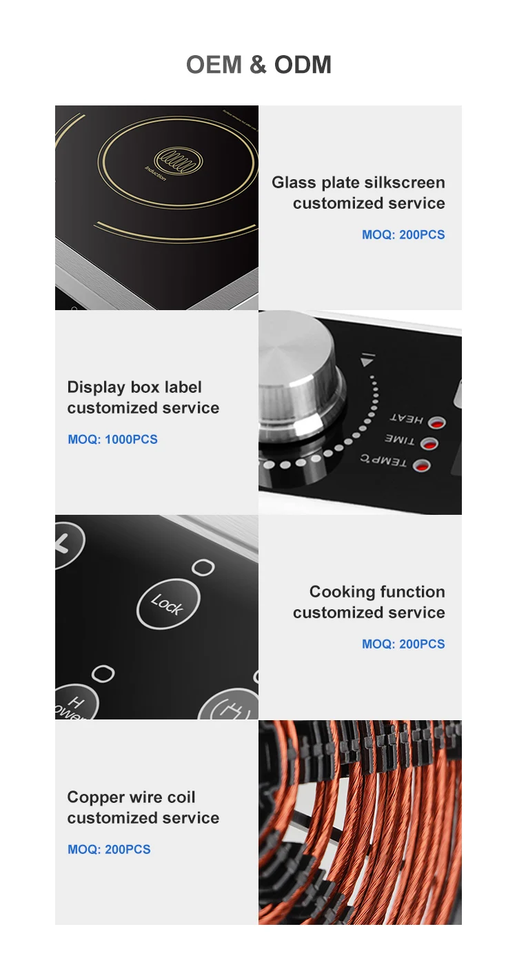 Supplier 2 Burner Built-in Digital  Cooktop 304 Stainless Steel Touch Cooker Induction Cooktops