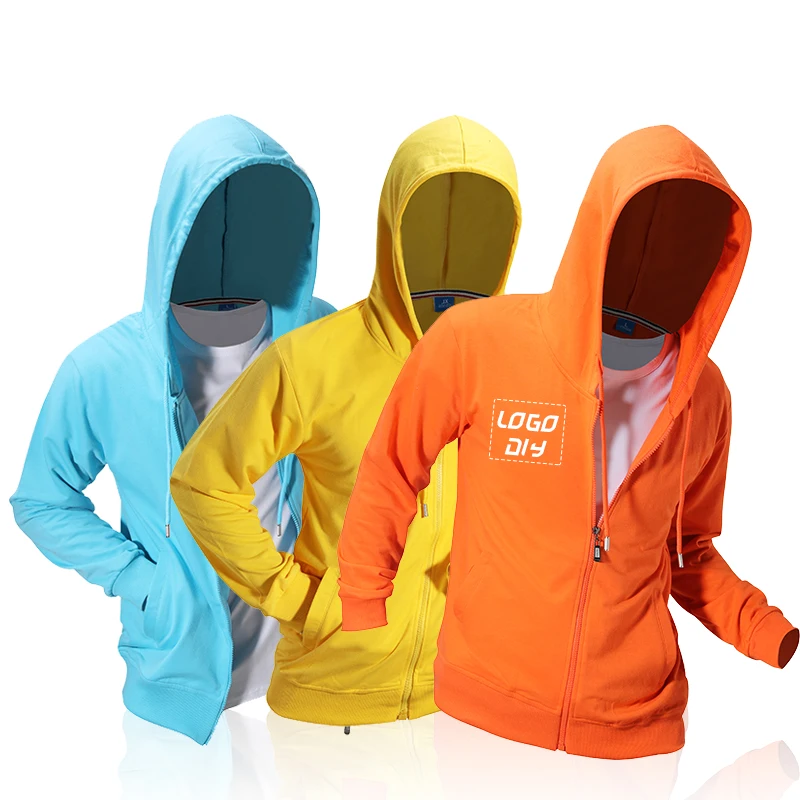 Factory Wholesale 100% Cotton Men's Hoodies and Sweatshirts Plain Hoodies Custom Embroidered Logo No Pattern Zip Up