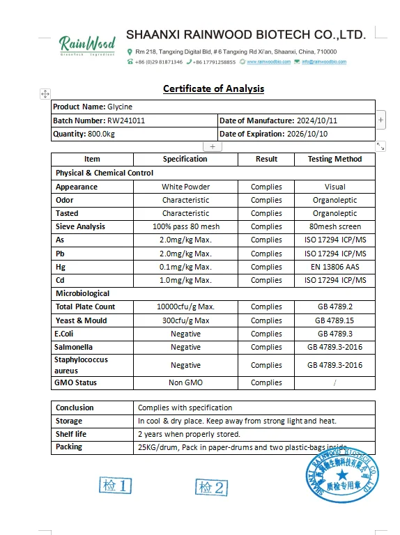 Manufacturer Supply Wholesale Food Grade Best Price High Quality 99% Glycine powder CAS 56-40-6