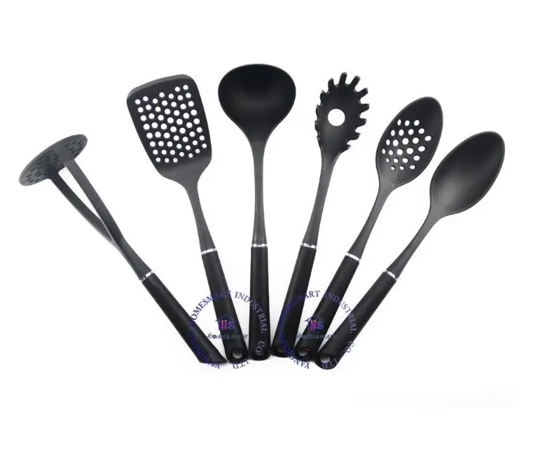 nylon kitchenware utensils kitchen tools set with big soft grip handle slotted turner spatula ladle spoon pasta rake Spaghetti
