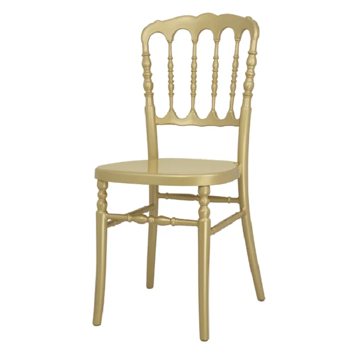 Gold Stackable Wooden Wedding Chair Wedding Dining Napoleon Plastic Chair Outdoor Metal Event Chairs for sale