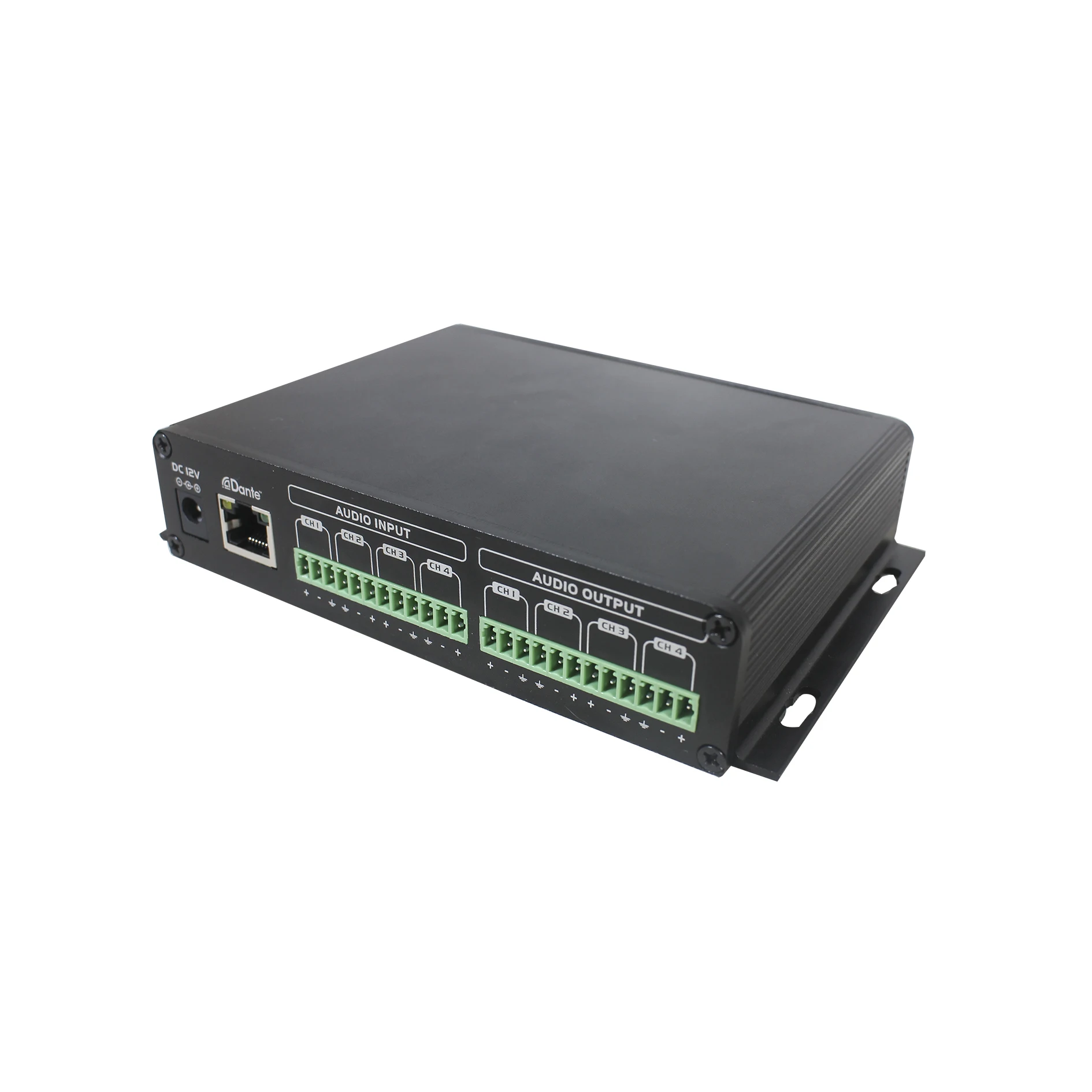 Public Address Dante Network 4 In 4 Out Audio Converter with Volume Control and POE Splitter