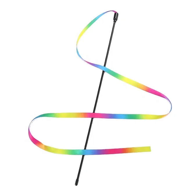 Wholesale Cheap Durable Colorful Ribbon Cat Teaser Wand &Stick with a Bell Cat Fishing Rod Cat Teaser Stick Replacement