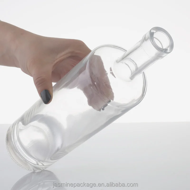Creative Design Long Neck Transparent High Capacity Crystal Wine Bottles 750 Ml Glass Screen Printing Juice Bottle Beer Bottle
