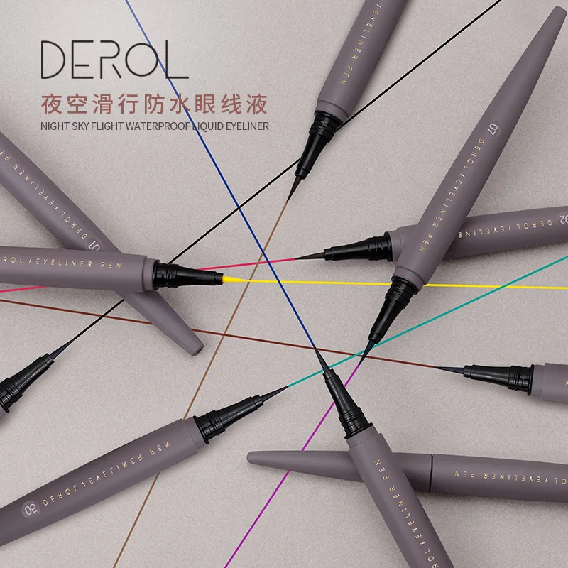 DEROL Matte Eyeliner Liquid Black Brown Blue Yellow Colorful Liquid Eyeliner Fast Dry Waterproof Long Lasting Smooth Eye Liner