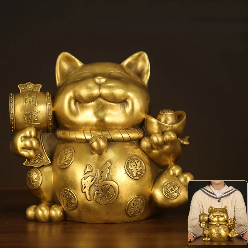 Factory customize brass animals lucky cat copper products cat statues lucky sculpture cat figurine
