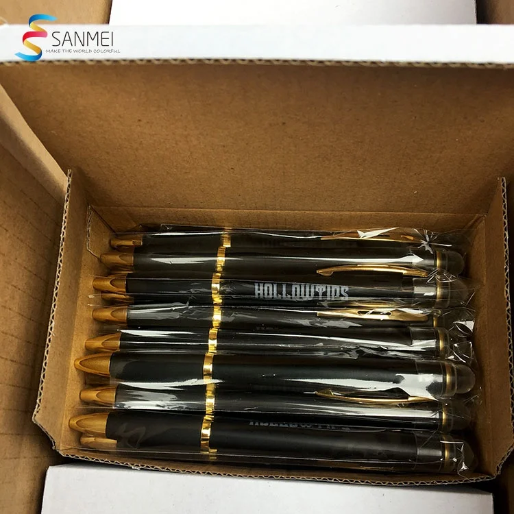 
High standard shinning custom stylus engrave gold light led ball pen 