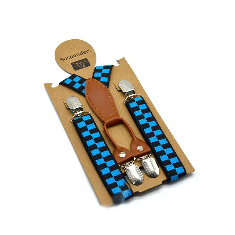 Plaid Fashion Suspenders for Girls 4 Clips Y Shape Baby Boy Suspenders Braces for Kids
