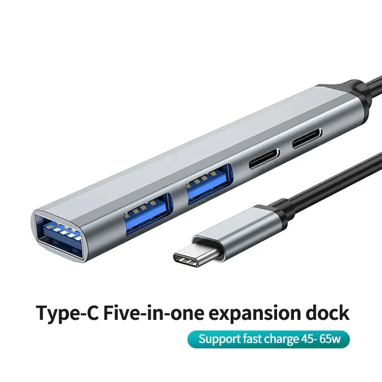 5 in 1 Type C port Ultra-Slim Data USB Hub transfer to 65W PD type c USB 2.0 3.0 docking station for MacBook Mac Pro Mac mini