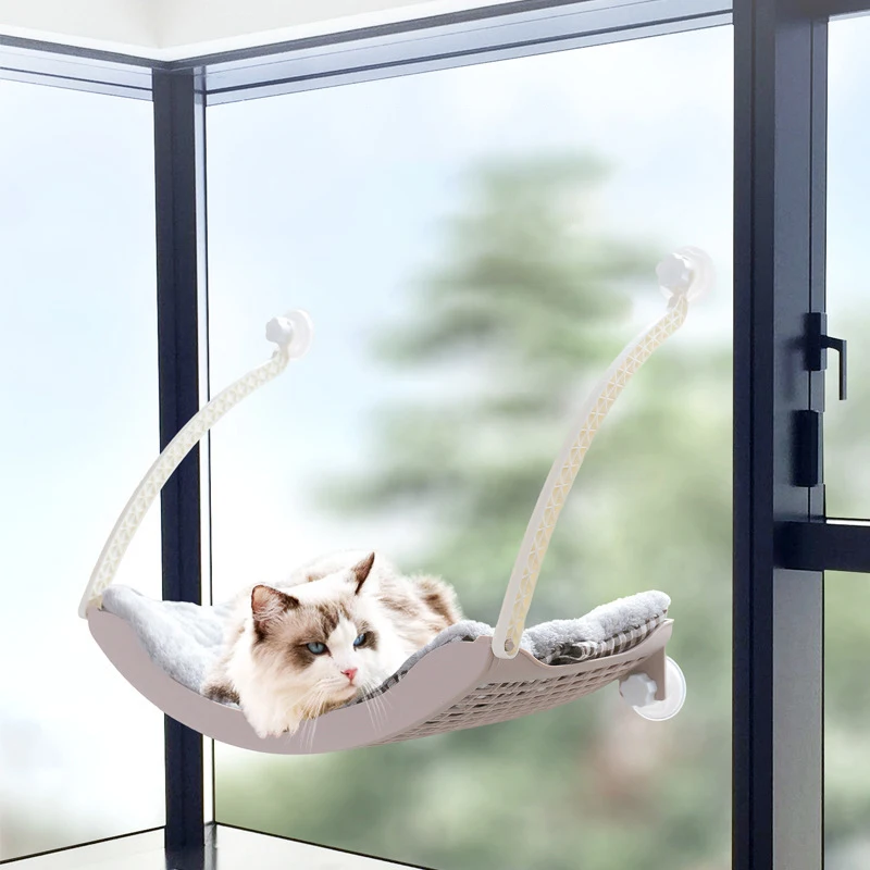 Cat Winter Sunbathing Suction Cup Soft Bed Balcony Window Swing Cat Hammock Scratching Post Hanging Basket Cat Hammock