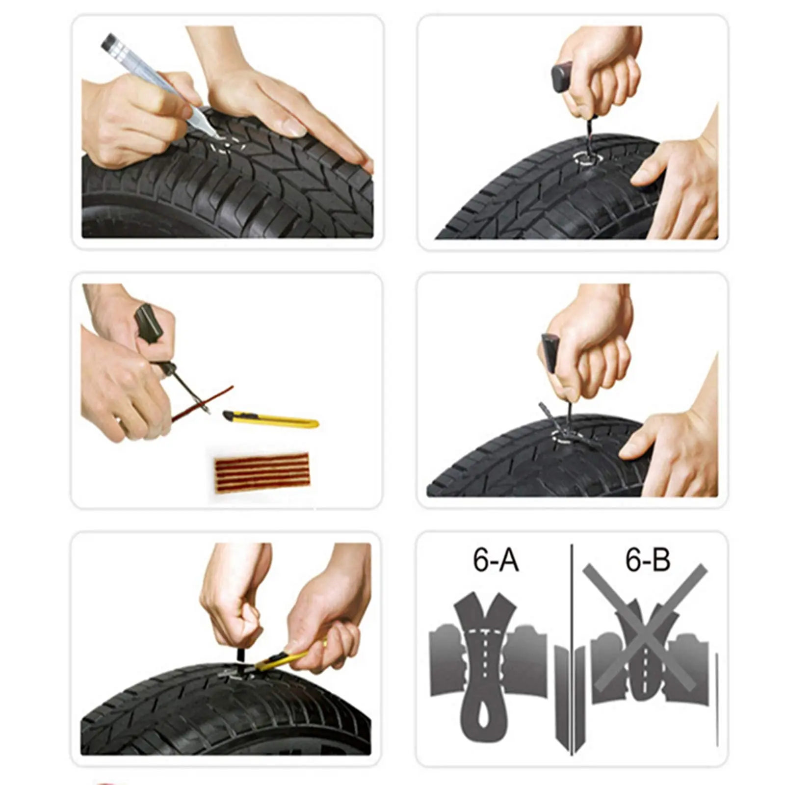 Tire Repair Strings Rubber Strip 60PCS Tire Repair Plugs Self Vulcanizing Tire Repair Kit Bacon Strips for Car