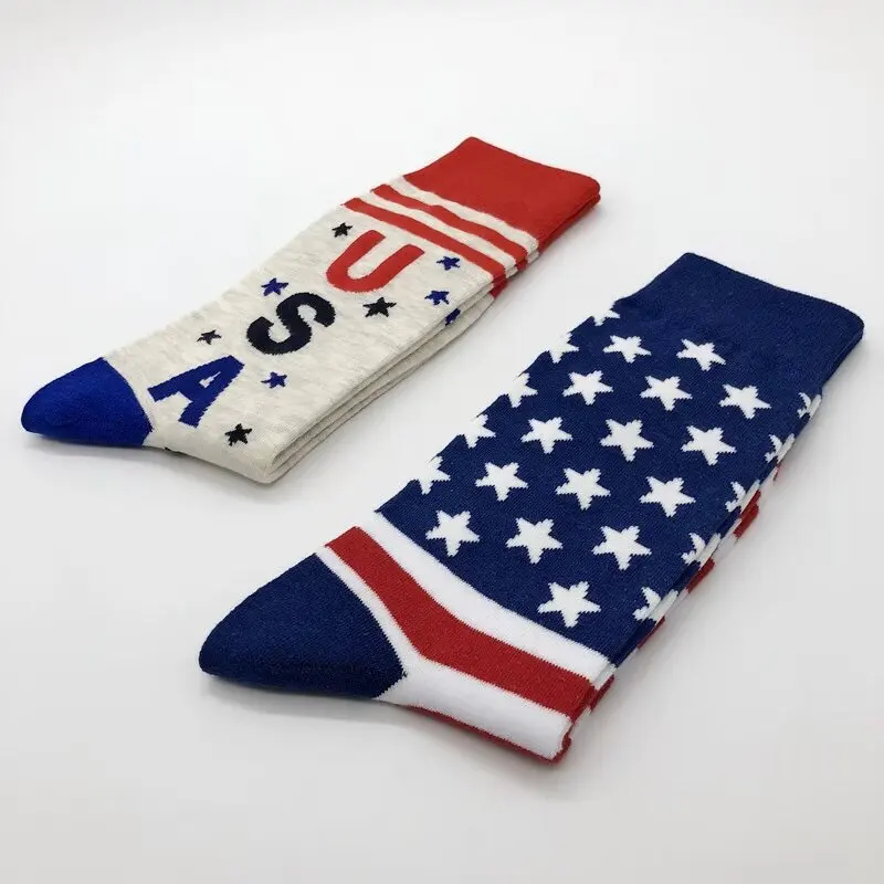 Custom Made Your Own Logo Socks Breathable Cotton Letter Sock Custom Logo Sox Customized USA Flag Design Logo