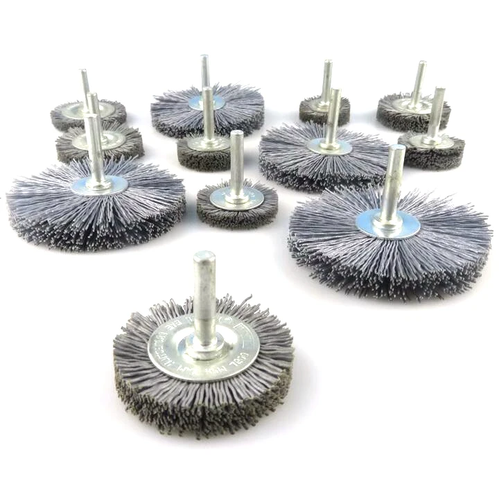 Flexible Silicon Carbide 80mm Nylon Spindle Mounted Circular Wire Brush Wheels
