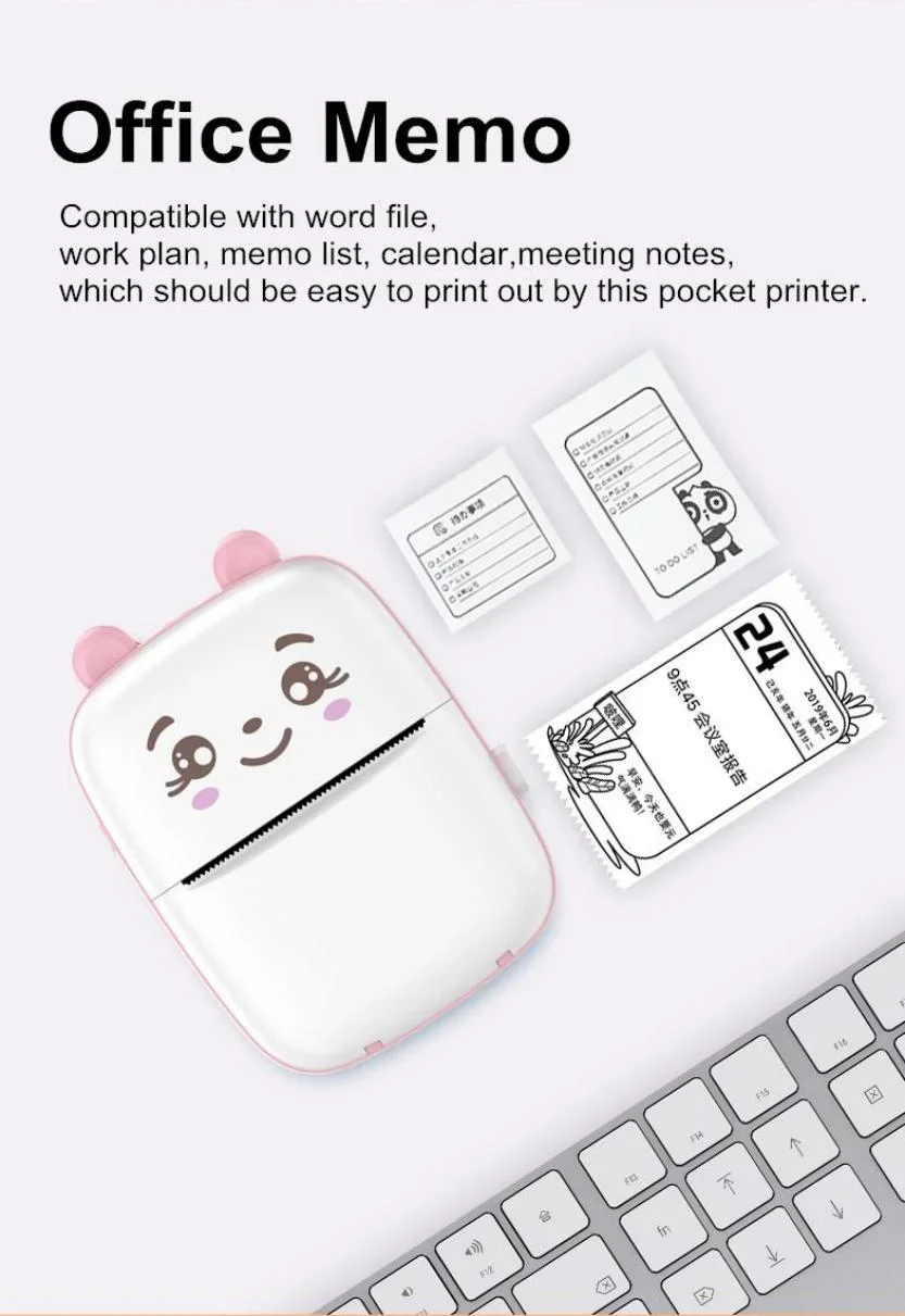 Mini Photo Printer Mini Pocket Concise White Inkless Thermal Label Printer for Android Ios Phone Impressor Printer