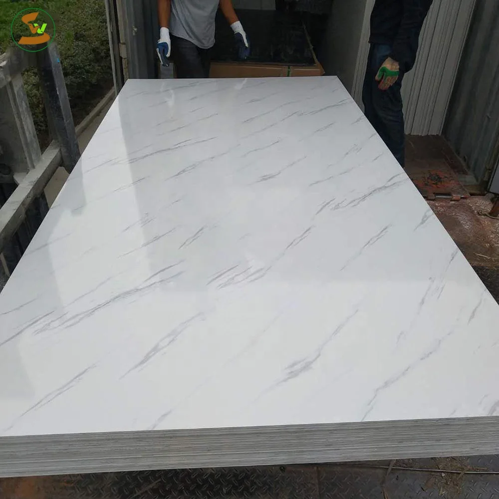 high glossy waterproof fireproof hot stamping white 4x8 decorative marble pvc sheet prices