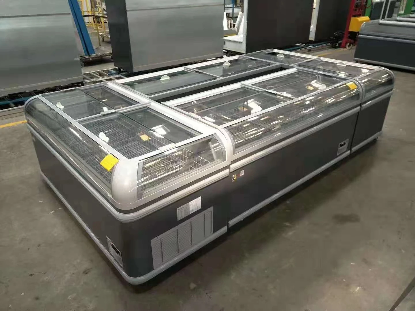 Детали морозильной камеры нового дизайна, изогнутая стеклянная рамка, морозильная камера, стеклянная дверь, коммерческая