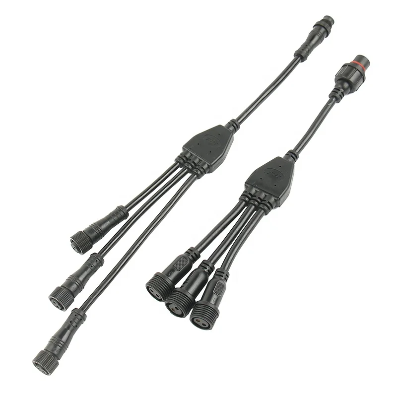 Factory customized waterproof Y type cable splitter 1 to 2 3 4 5 6 7 8 outdorr LED lighting wire harness