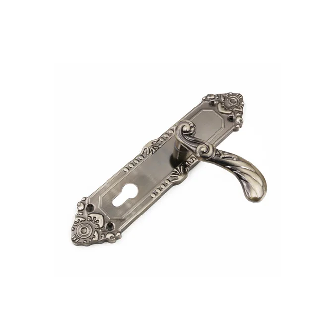 Hot Sale High Quality Aluminum Iron Industrial Lever Door Handle Golden Electroplating Finish Lever Handle With Cylinder Hole