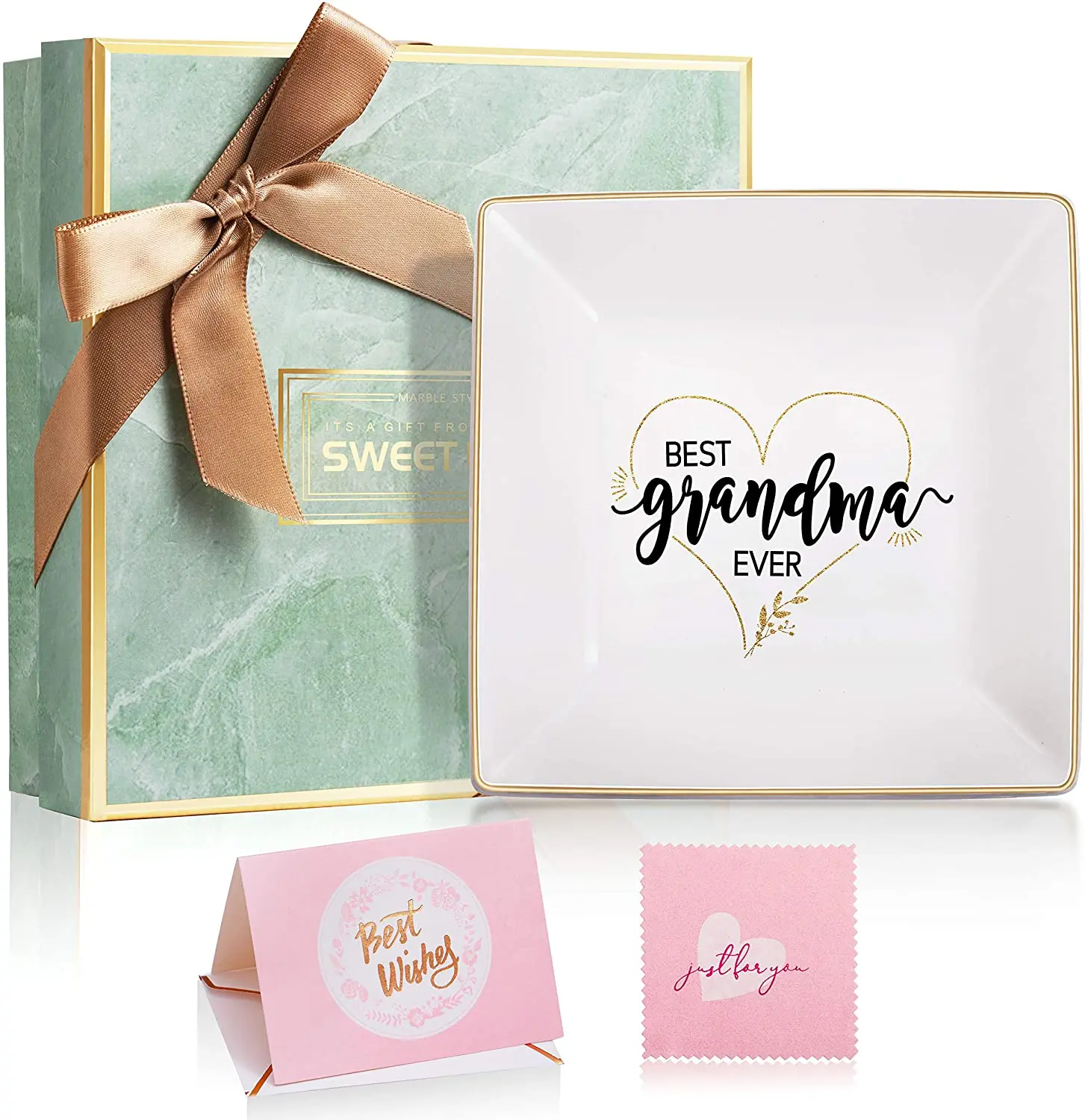 Ceramic Jewelry Tray Decorative Ceramic Ring Trinket Necklace Jewelry Tray With Gold Rim