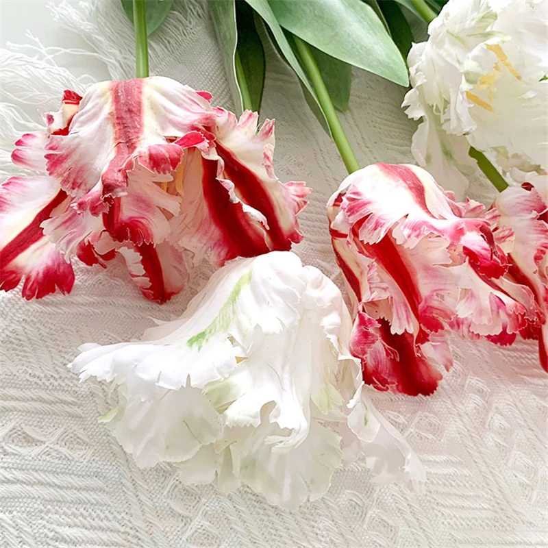 2023 New High Grade Artificial Real Touch Tulip Stem Parrot Tulips For Home Decor