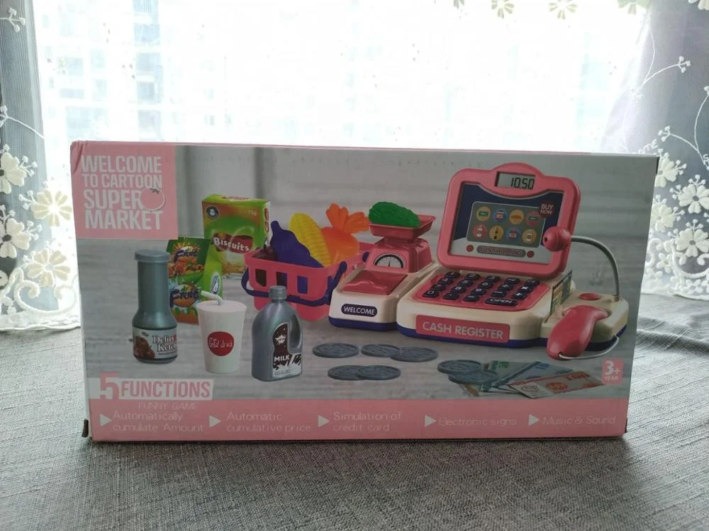 New product plastic educational pretend play supermarket cash register set toys for kids