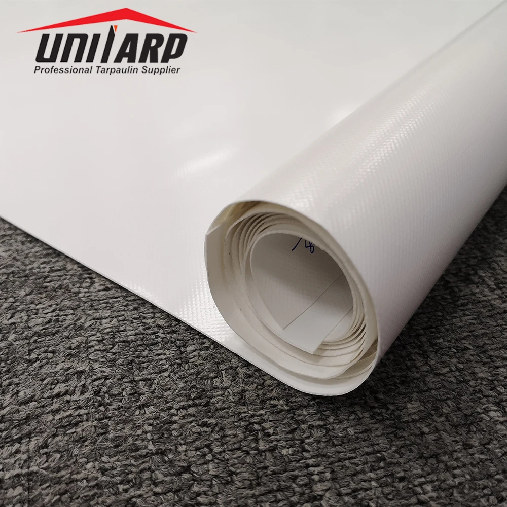 Полупрозрачный затемнение FR 0,9 мм с ПВХ покрытием брезент белая мембранная структура ткани