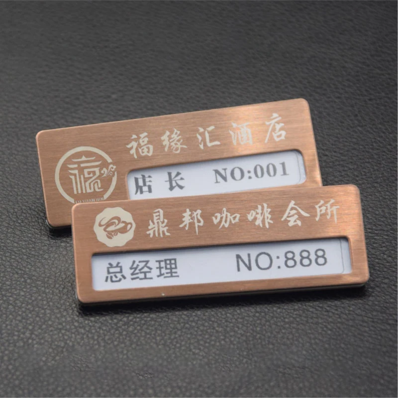 
Custom Metal Business Name Badge Magnet Employee Name Tag Laser Engraved Staff Name Pins 