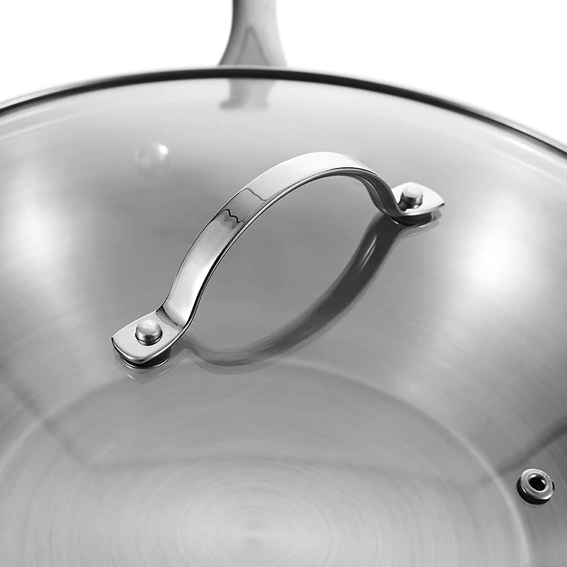 Fashionable and simple handle design Multifunctional Chinese stainless steel wok made in China