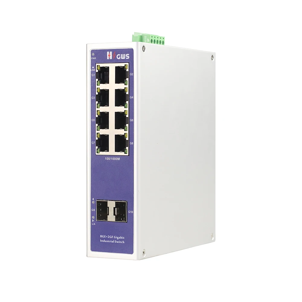 Unmanaged 8 port Ethernet switch with 2*LC optical port Full Gigabit DIN rail industrial Fiber switch