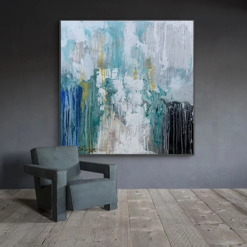 Wall Art Decoration Abstract Green Black and White Canvas Painting Hand Made Oil Painting Canvas Art