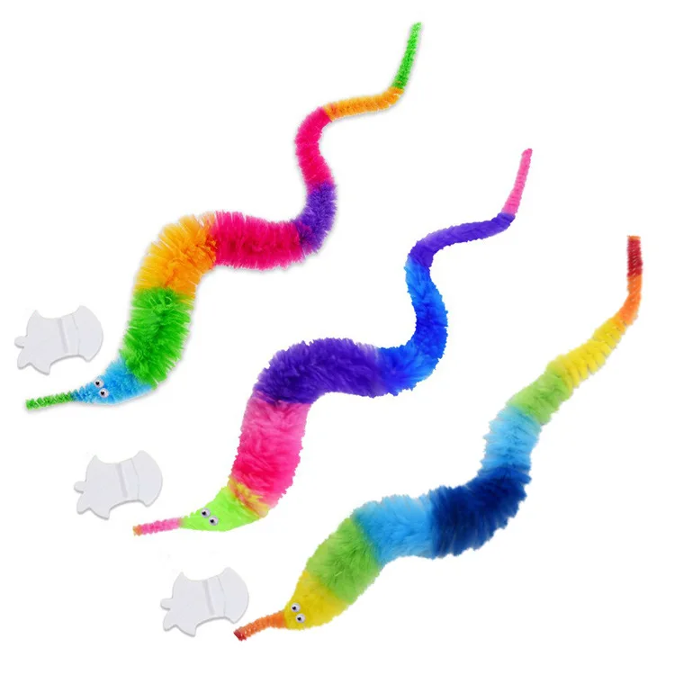 BrilliantMagic New Magic Plush Worm Fuzzy and Wiggly Colorful Plush Worm Toy