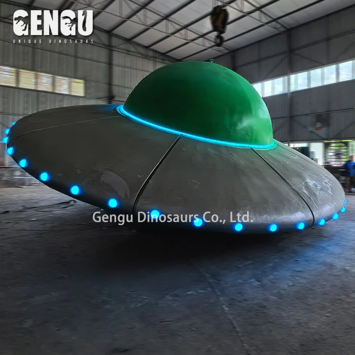 Flying Saucer Aircraft With Lighting High Quality Artifical Big Size UFO Statue Customized Fiberglass Model