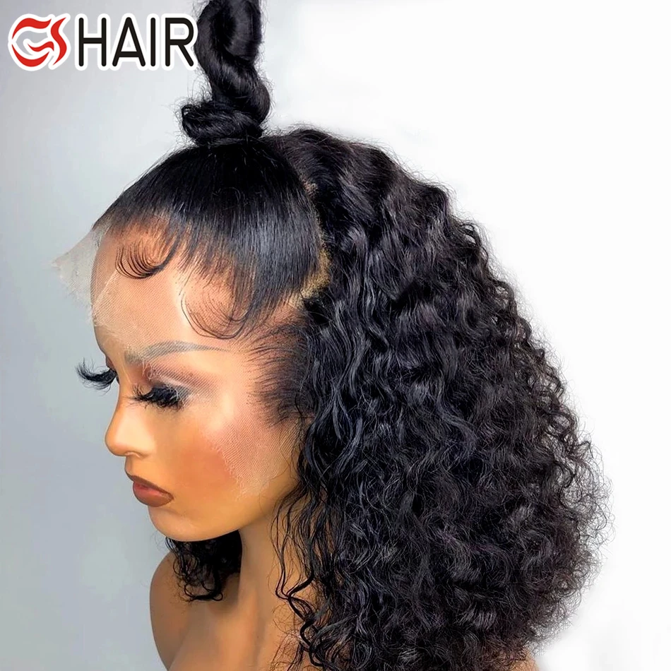 
 Парик Джерри кудрявый 13x4 на сетке спереди, Короткие фронтальные парики из человеческих волос, вьющиеся волнистые бразильские волосы Remy, предварительно выщипанные водные парики 4x4  