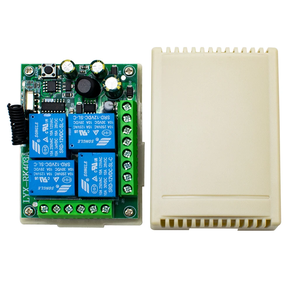 Universal Wireless Remote Control Switch AC 220V 85-256V 4CH Relay Receiver Module & 4 Channel RF Controller 433 Mhz Transmitter