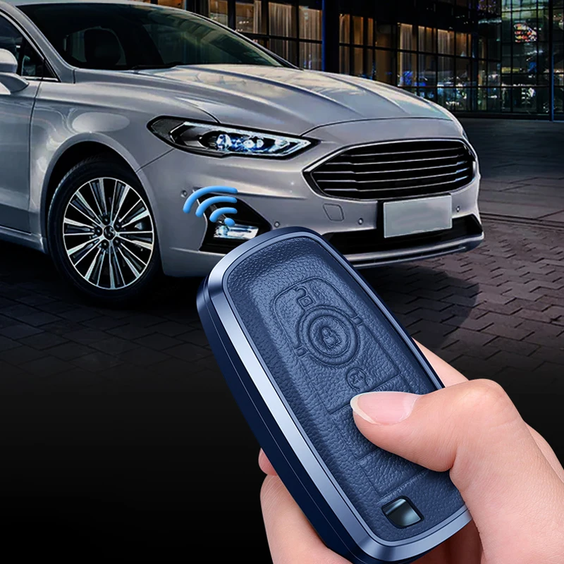 Factory Direct Sale Leather Four Button Car Smart Key Case Cover For Ford/EVOS/Explorer