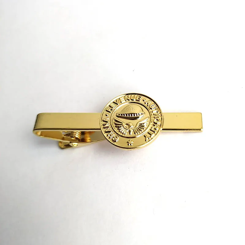 Wholesale High Quality Customizable Gold Embossed Logo Tie Bar Men Shirt Tie Clips