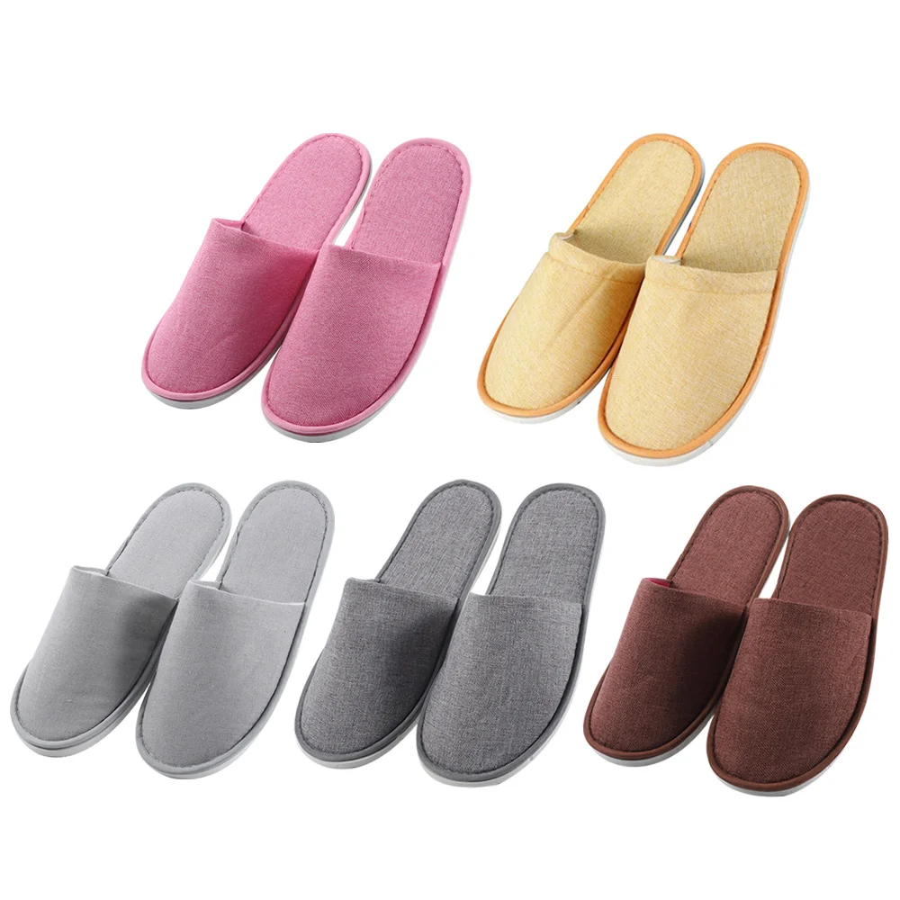 Free Sample Flax Disposable Hotel Slippers Custom Logo Non-Slip Hotel Tourism Slippers For Hotel Spa Salon