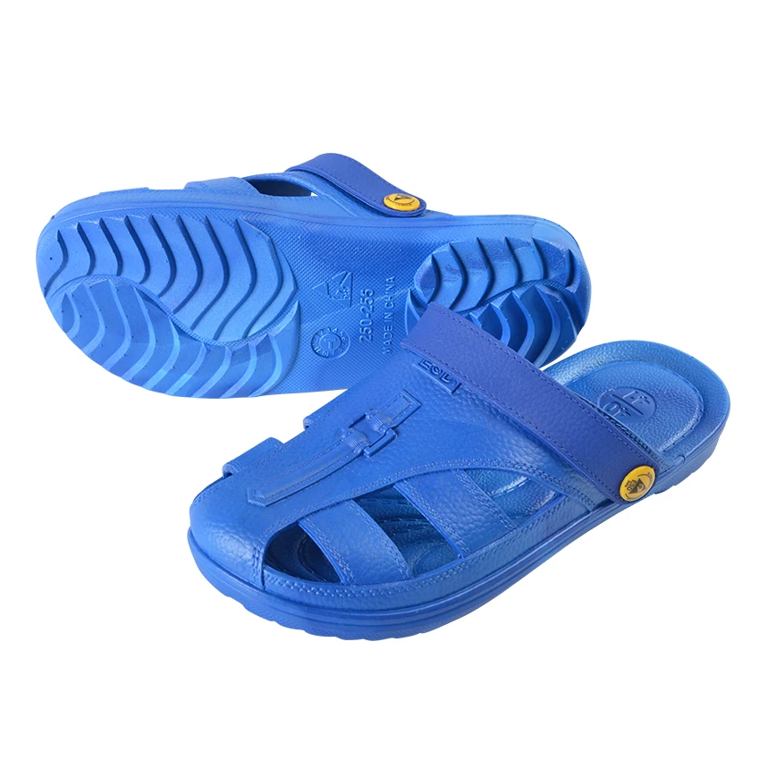 SPU Dual-Use Blue ESD Slippers and Sandals Antistatic Cleanroom Shoes for Laboratories and Industries