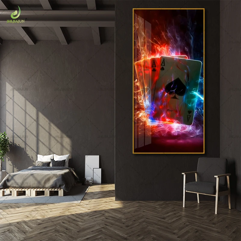 Luxury Decoration HD Printed Canvas Painting Spades A Crystal Porcelain Painting Home Decoration and LED Mural Painting